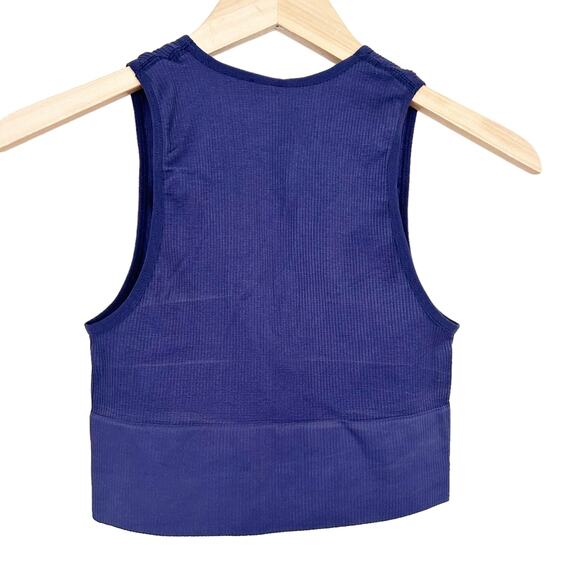 Out From Under Navy Blue Ribbed Cropped Tank Top Sz M - Picture 4 of 5